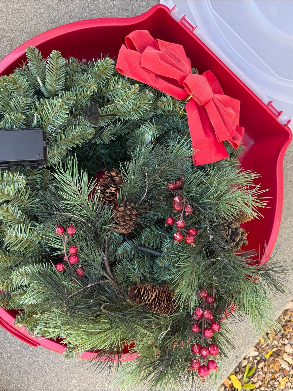 Red Bow & Berry Pine Holiday Wreath - Unbranded